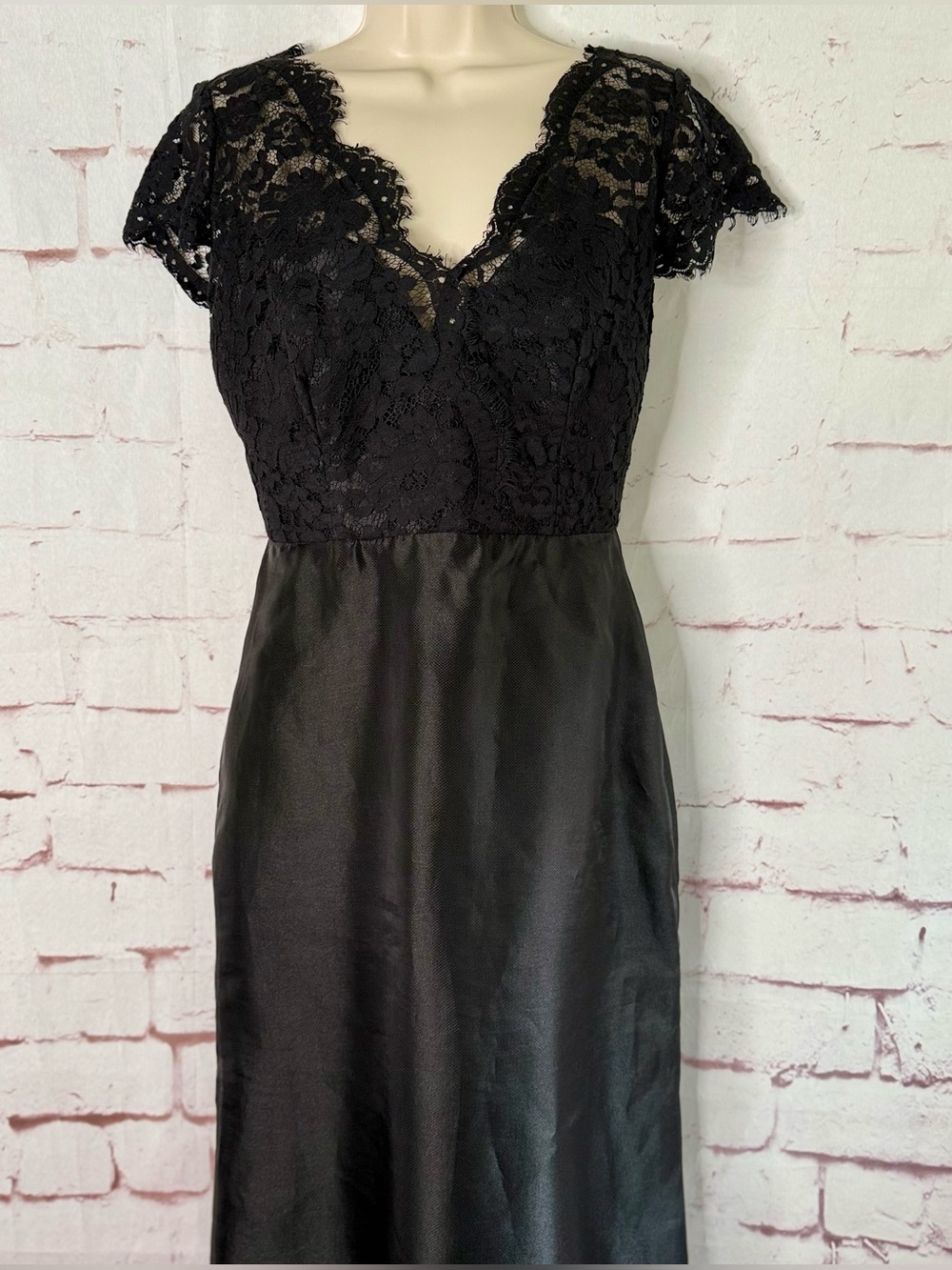 NOIR by Lazaro Black Chantilly Lace Silk Organza Formal Evening Gown Size 12 - Picture 13 of 16